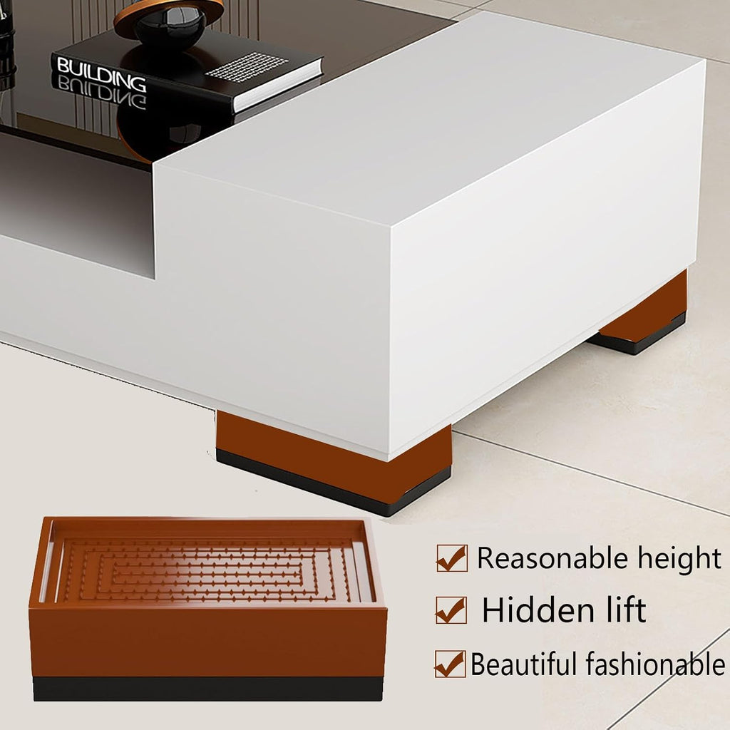 4Pcs Bed Risers Heavy Duty Adjustable 1.57" Furniture Risers Brown