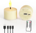 Flameless Rechargeable Tea Lights with Remote Timer - LED Electric Candles Realistic Flickering for Valentines Decoration&Home Decor, Wedding Table, 6-Pack (Φ 1-1/2''×H 2'')
