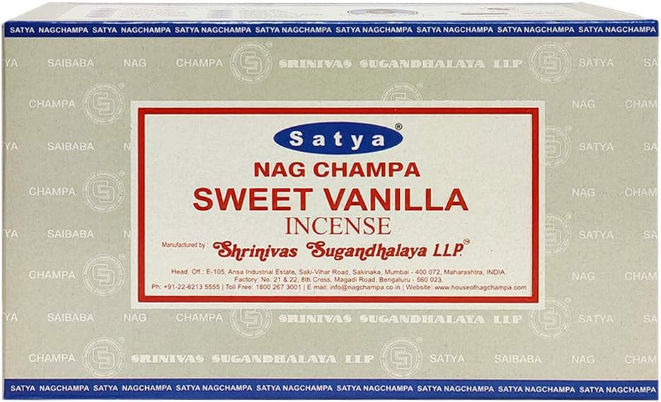 Satya Sweet Vanilla Incense Sticks and Holder Bundle