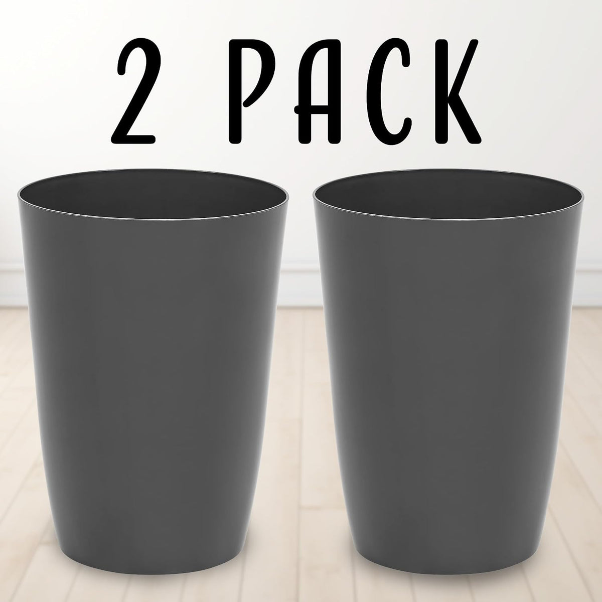 Mini Waste Basket, Durable Small Plastic Garbage Trash Can Bin (2 Pack)