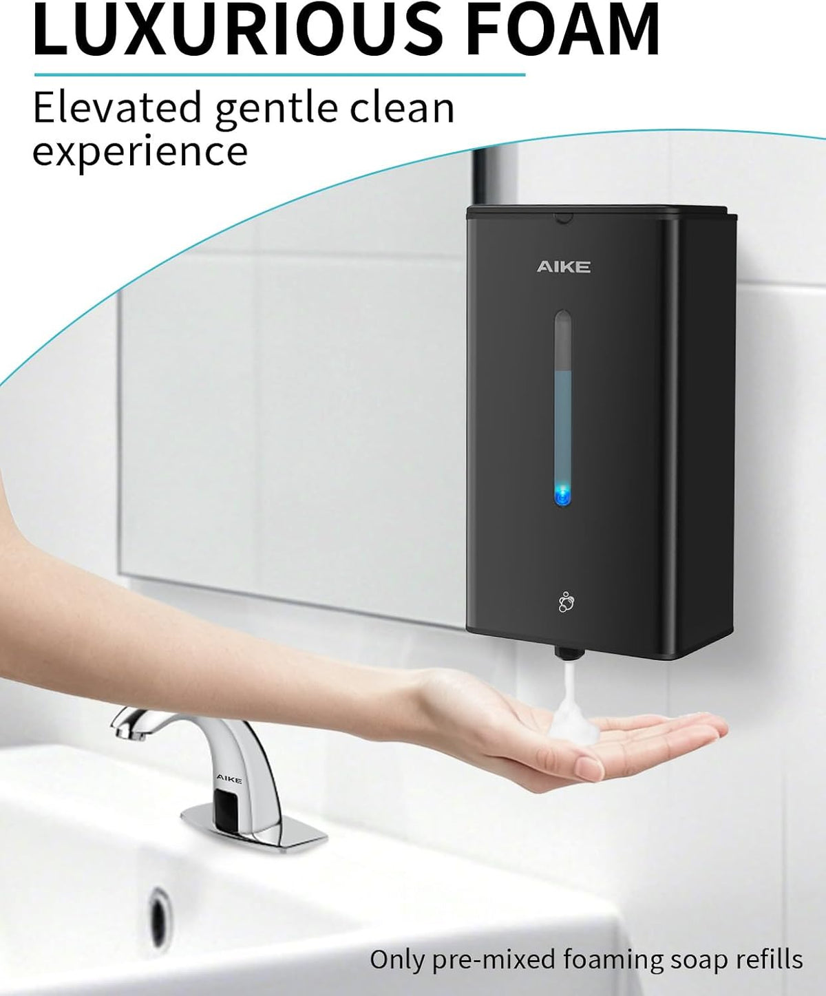 AIKE Automatic Foam Soap Dispenser 33.8oz for Bathroom,Matteblack AK1207FA