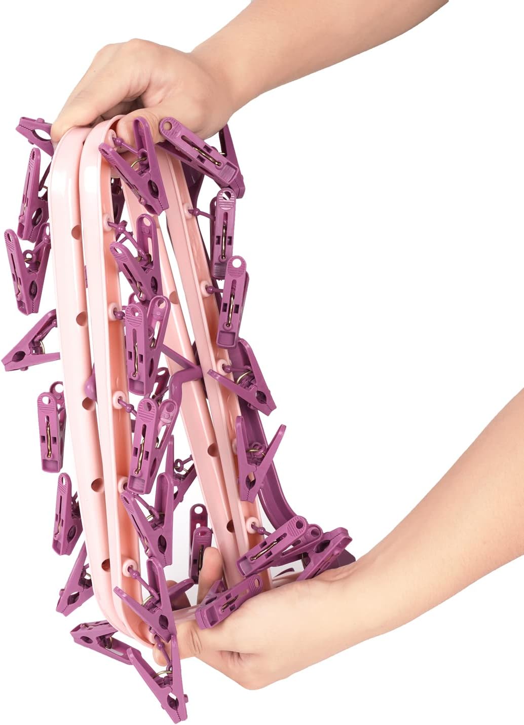 Foshine Clothes Drying Racks Foldable Clip Hangers Plastic with 32 Clips