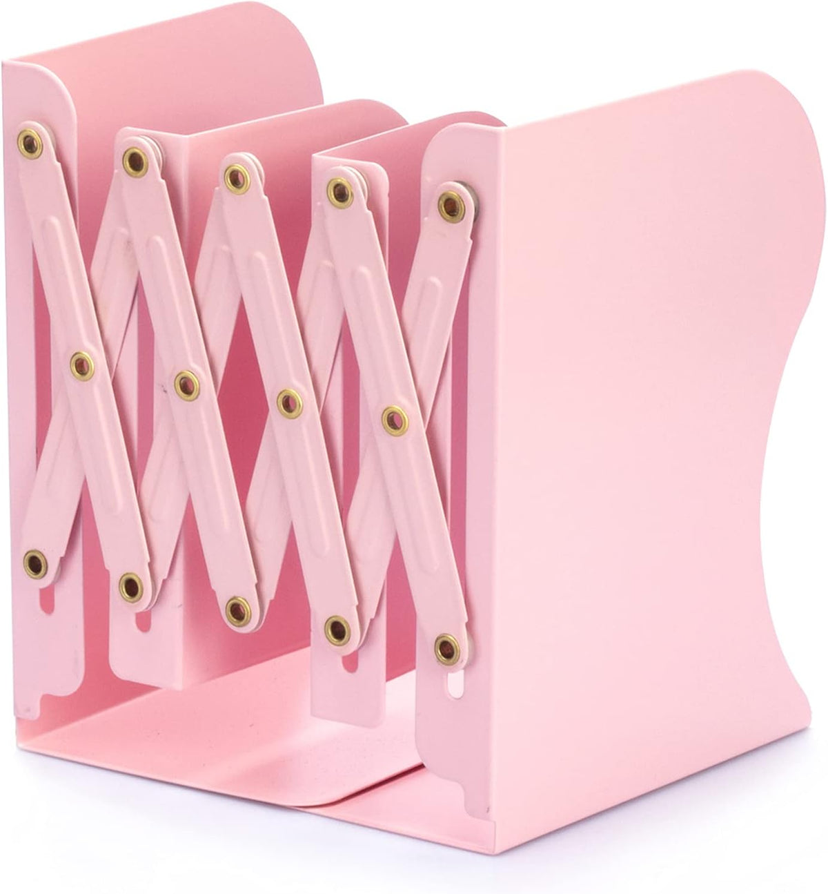Aobopar Adjustable Metal Book Ends for Shelves Pink