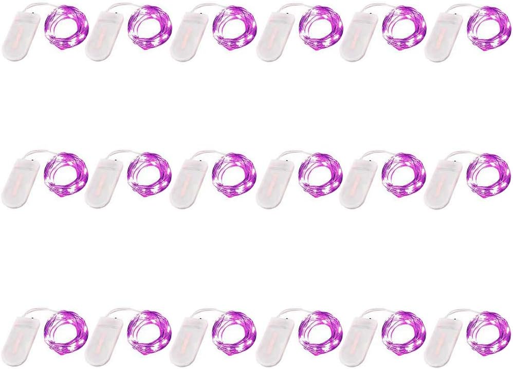 Fairy Lights Battery Operated (Included), 6.6ft 20 LED Mini String Light, Waterproof Silver Wire Firefly Starry Light for DIY Wedding Christmas Party Mason Jars Decor Indoor (Purple, 18 Pack)