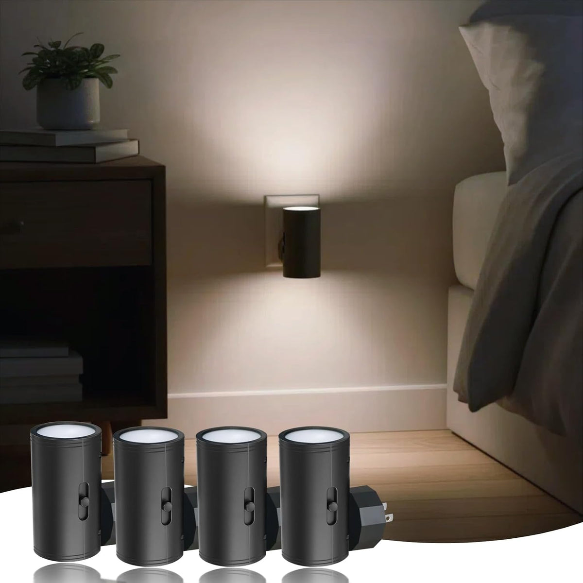 TSEXES LED Night Lights Plug into Wall,Dimmable,Daylight 5000K,4 Pack