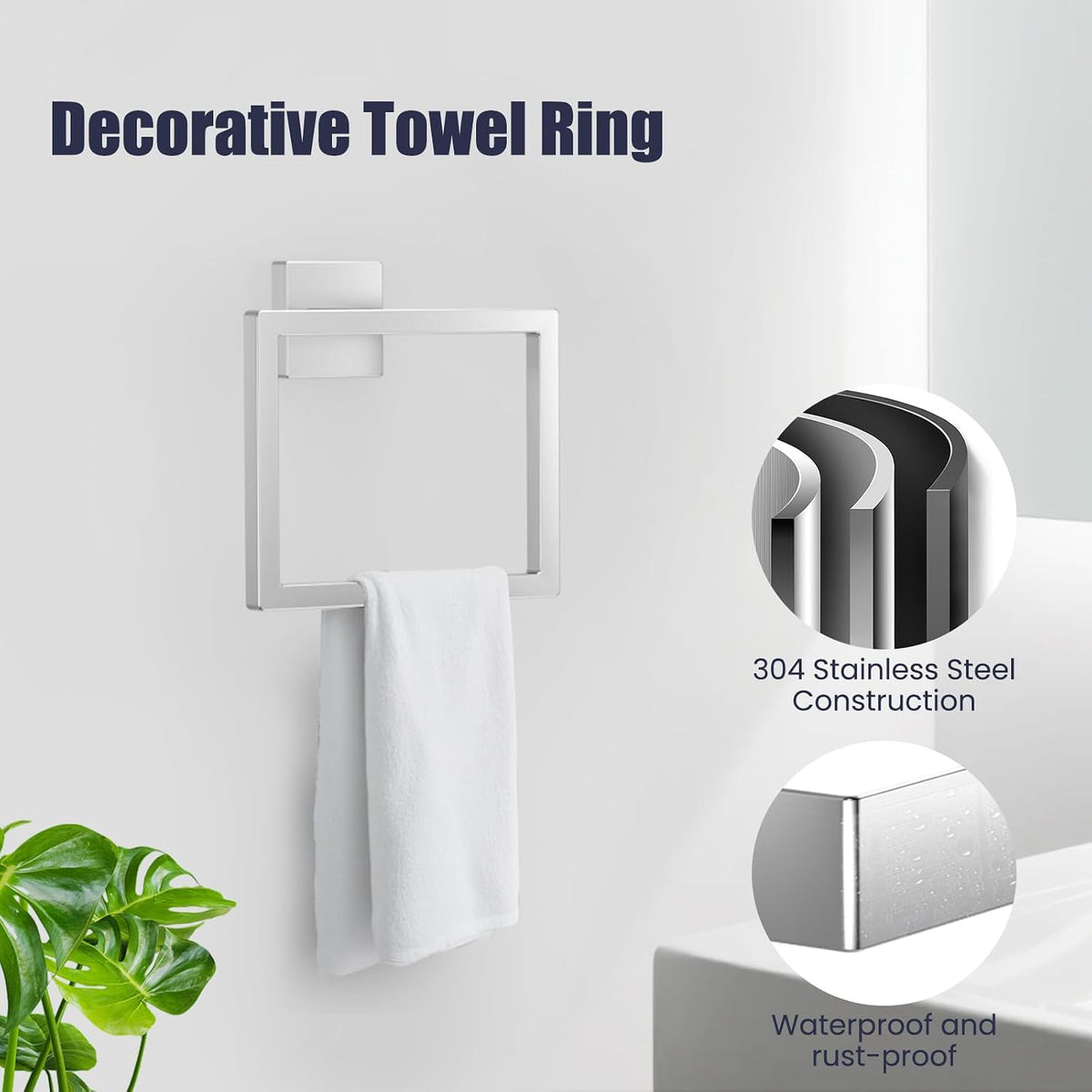 Bathroom Hardware Accessories Set: Bath Towel Bar Set, Towel Racks for Bathroom Wall Mounted, SUS304 Stainless Steel (Brushed Nickel, 10-Pieces)