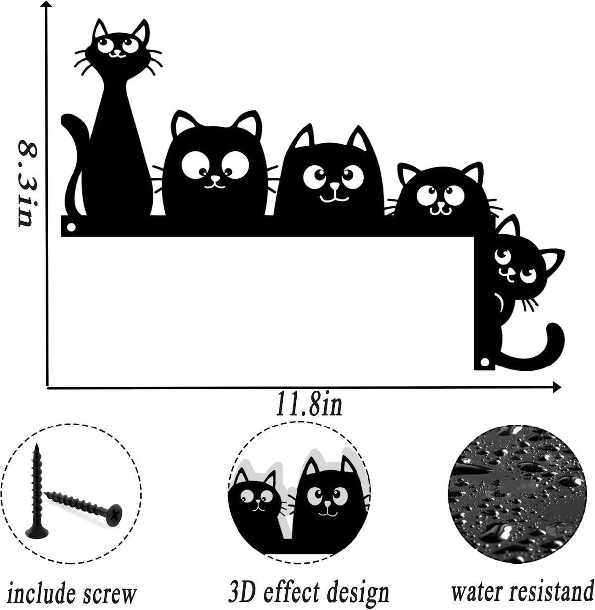 Baitiane Metal Cat Door Topper, Door Frame Decor, Black Metal Wall Art, Modern Minimalist Home Decoration for Living Room, Bedroom, Entryway, Ideal Gift for Cat Lovers (B)