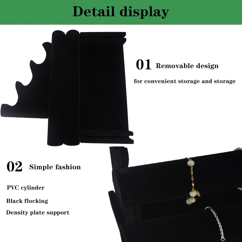 Bracelet Display Stand Organizer, 3 Tier Hand Display for Jewelry Detachable Velvet Watch Anklet Rack to Sell(Black)