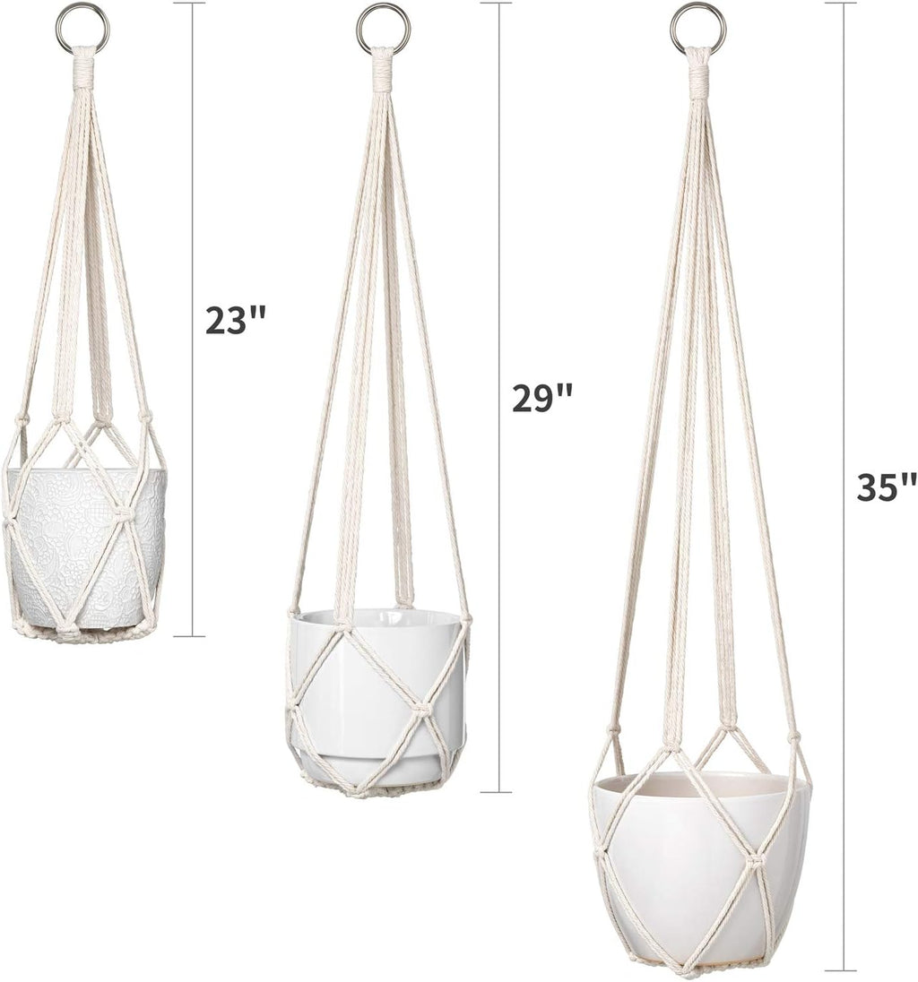 Dahey Macrame Plant Hanger Set of 3 with Hooks Indoor Hanging Planter Basket 35"/29"/23" and Set of 2 Macrame Plant Hanger Indoor Hanging Planter Basket