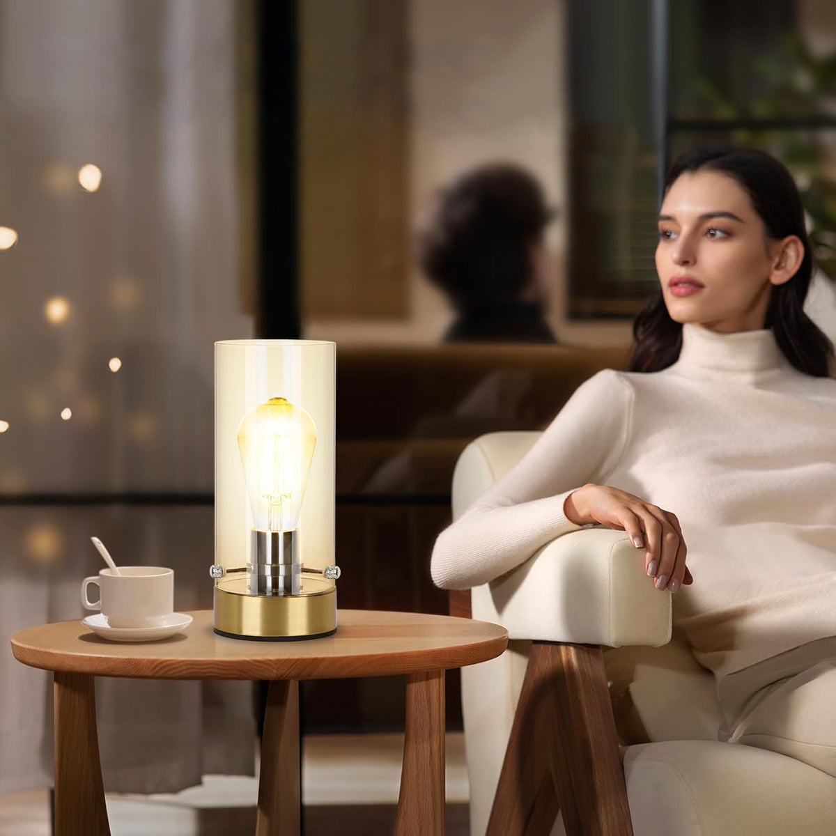 Table Lamp for Bedroom Living Room, Bedside Modern Nightstand Lamp