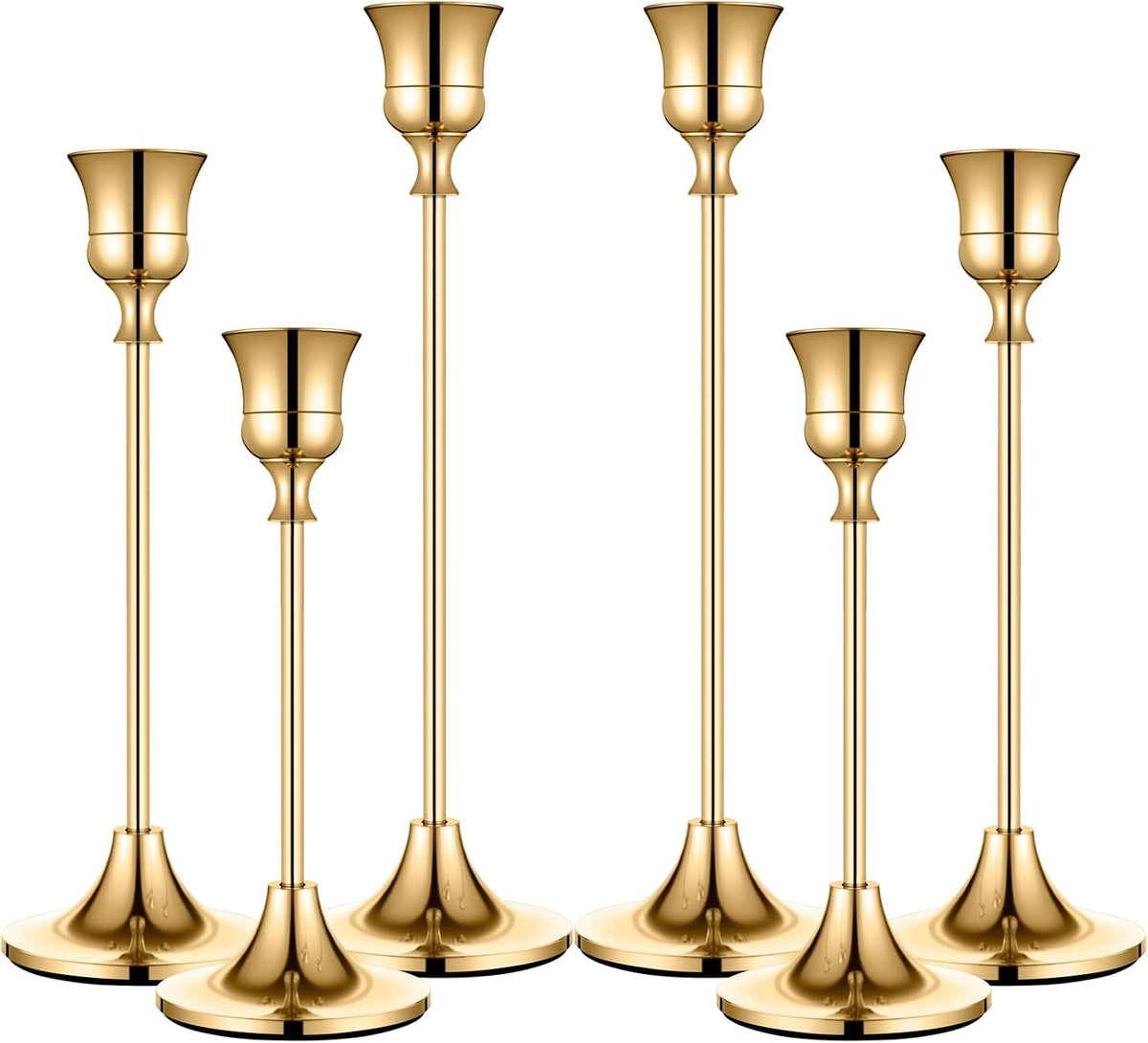 Candle Holder Gold Candlestick Holder Metal Taper Candle Holder Brass Gold Vintage Candle Stick Holders Set of 6 Table Centerpiece Decor for Dinning Party Wedding