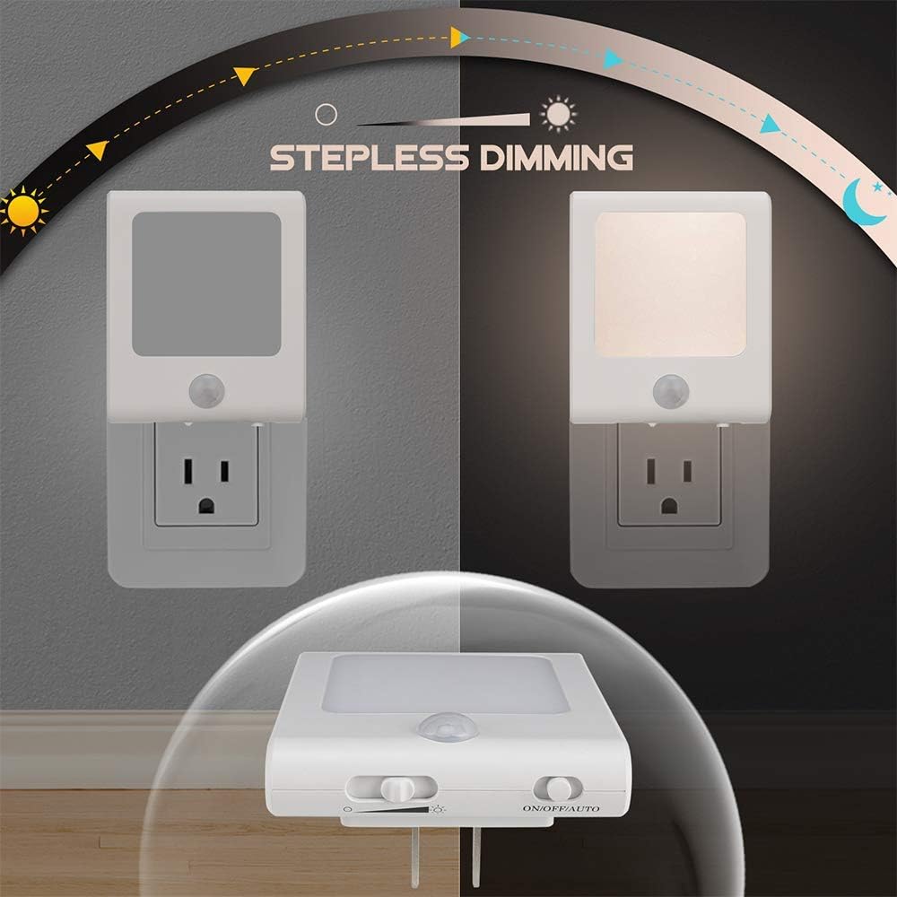 VINTAR 6 Packs Motion Sensor Dimmable Night Light, Auto Dusk to Dawn Sensor