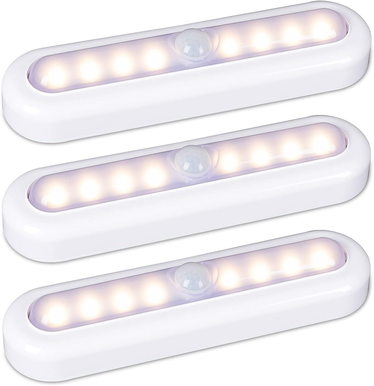 STAR-SPANGLED 7” Motion Sensor Lights Indoor AAA Battery, 3 Pack Warm White