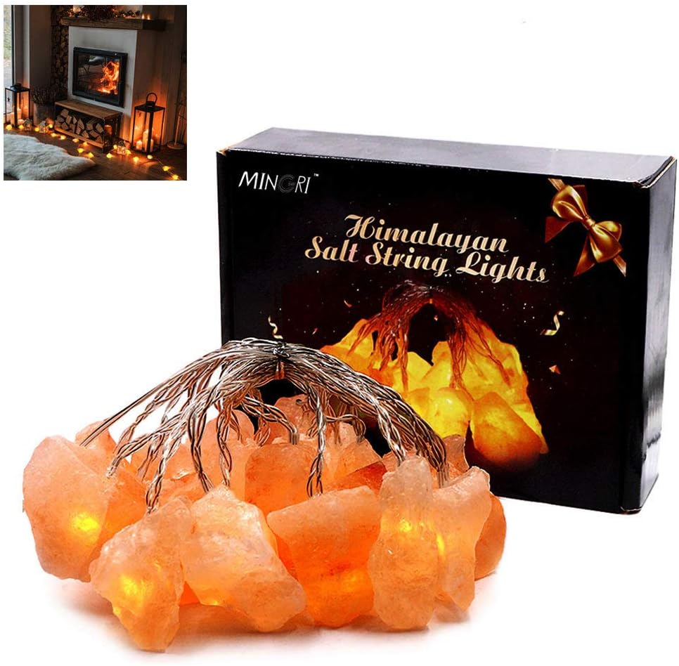 MINGRI Himalayan Salt lamp Salt Rock String Hanging Light 20 Rocks,1.9Lbs