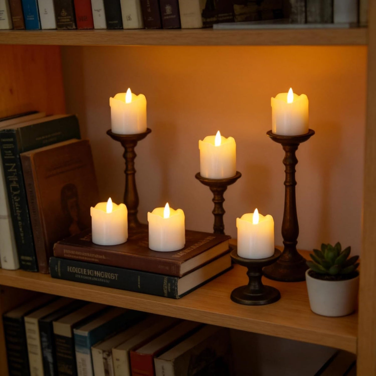 White Flameless Votive Candles Battery Operated with Remote Timer
