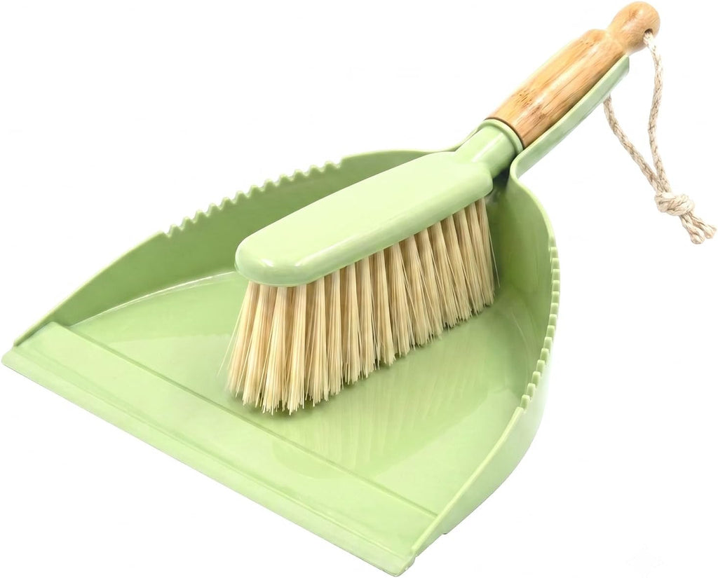 Dust Pan and Brush - Hand Broom Dustpan Set, Broom with Dustpan Como Set, Dustpan and Brush Set for Pet, Car, Dorm, Comping (Green)