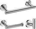 Nolimas 3-Pieces Set Brushed Nickel Bathroom Hardware SUS304 Stainless Steel Round Wall Mounted - Includes 12" Hand Towel Bar, Toilet Paper Holder, Robe Towel Hooks,Bathroom Accessories Kit