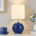 Small Table Lamp, 14" Navy Ceramic Bedside Lamp for Girls Kids Bedroom,Dorm