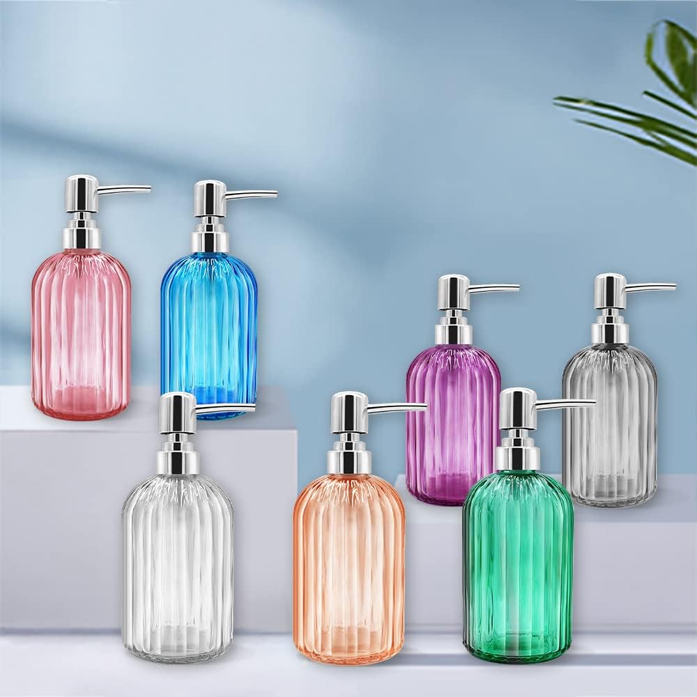 Kitchen Soap Dispenser - 2 Pack 14 Oz, Transparent Bottle for Hand, Dish Soap or Lotion (Dark Grey)