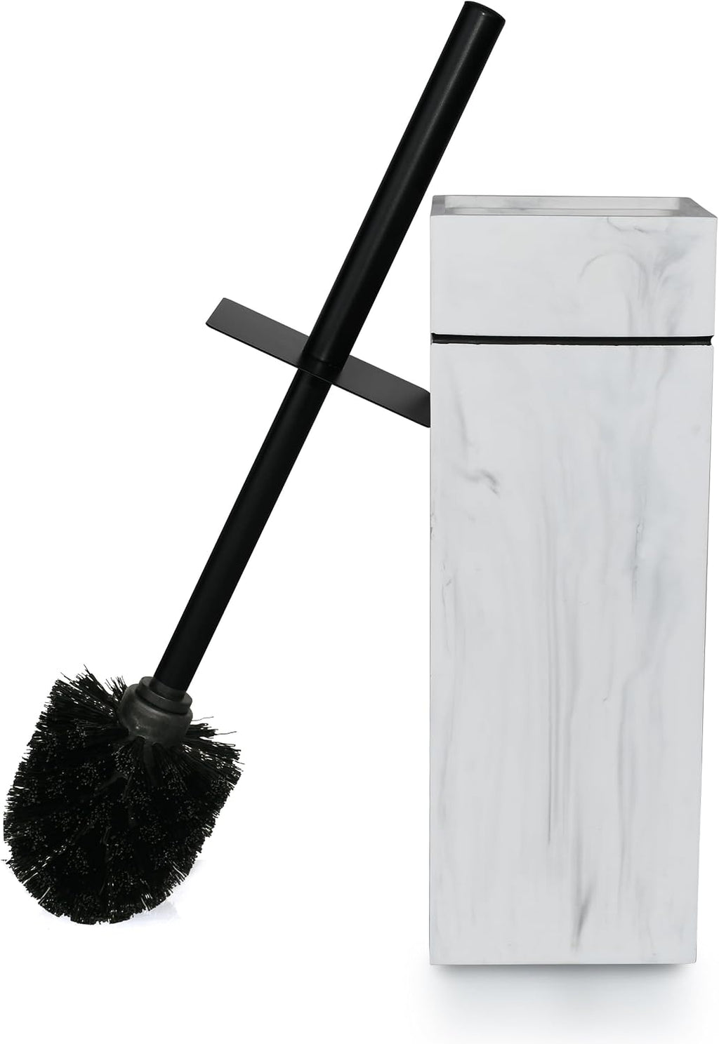 Black Line Design Resin Toilet Bowl Holder and Brush Set, Stylish Bathroom Cleaning Tool with Durable Bristles, Compact and Functional