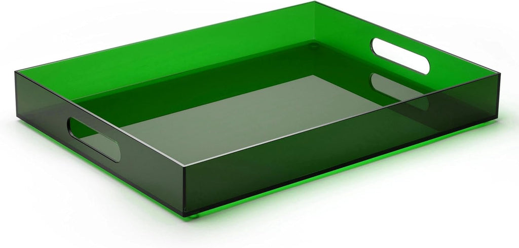 ATZYmolin 16"x12" Large Acrylic Serving Tray, Vanity Platter, Green