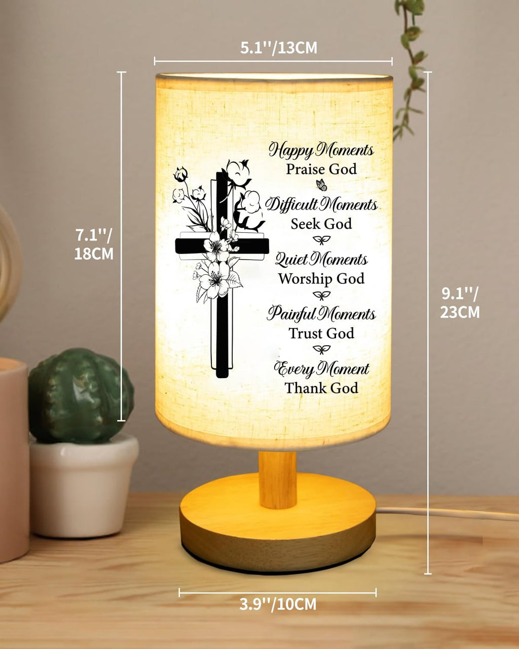 Christian Gifts for Women Faith, Spiritual Inspirational Fabric Table Lamp