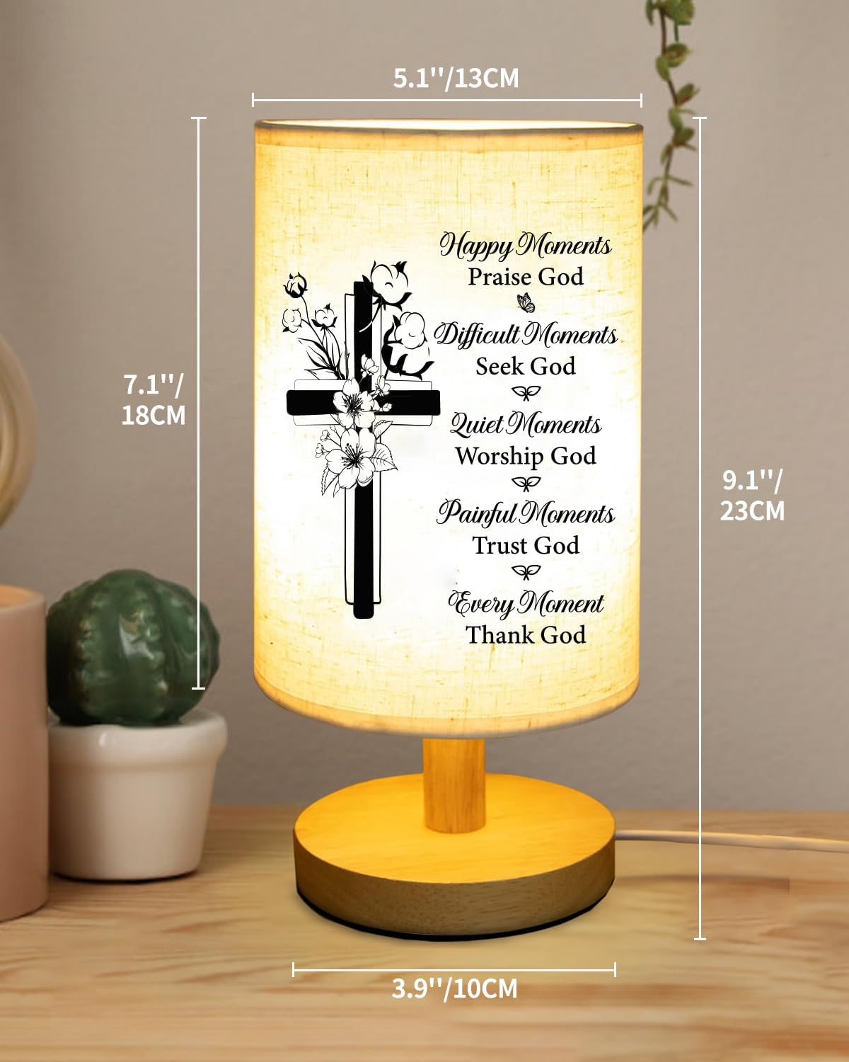 Christian Gifts for Women Faith, Spiritual Inspirational Fabric Table Lamp