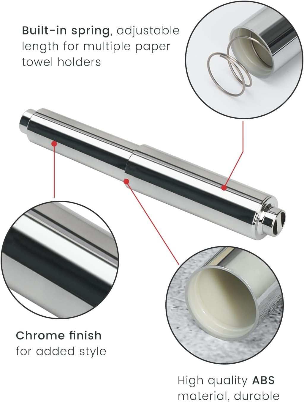Toilet Paper Holder Roller Replacement, 2Pcs 6.5inch Plastic Toilet Paper Spring Rod Toilet Tissue Holder Replacement Spindle Replacement Rod fits Extra Large Bathroom Tissue Rolls (Silver)
