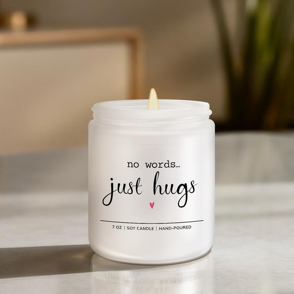 Sympathy Gifts for Loss of Loved One, No Words Just Hugs Candle, Lavender