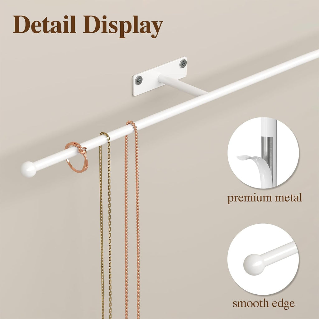 Wall Hanging Jewelry Organizer 12.6", Screw Included, White 2-Pack