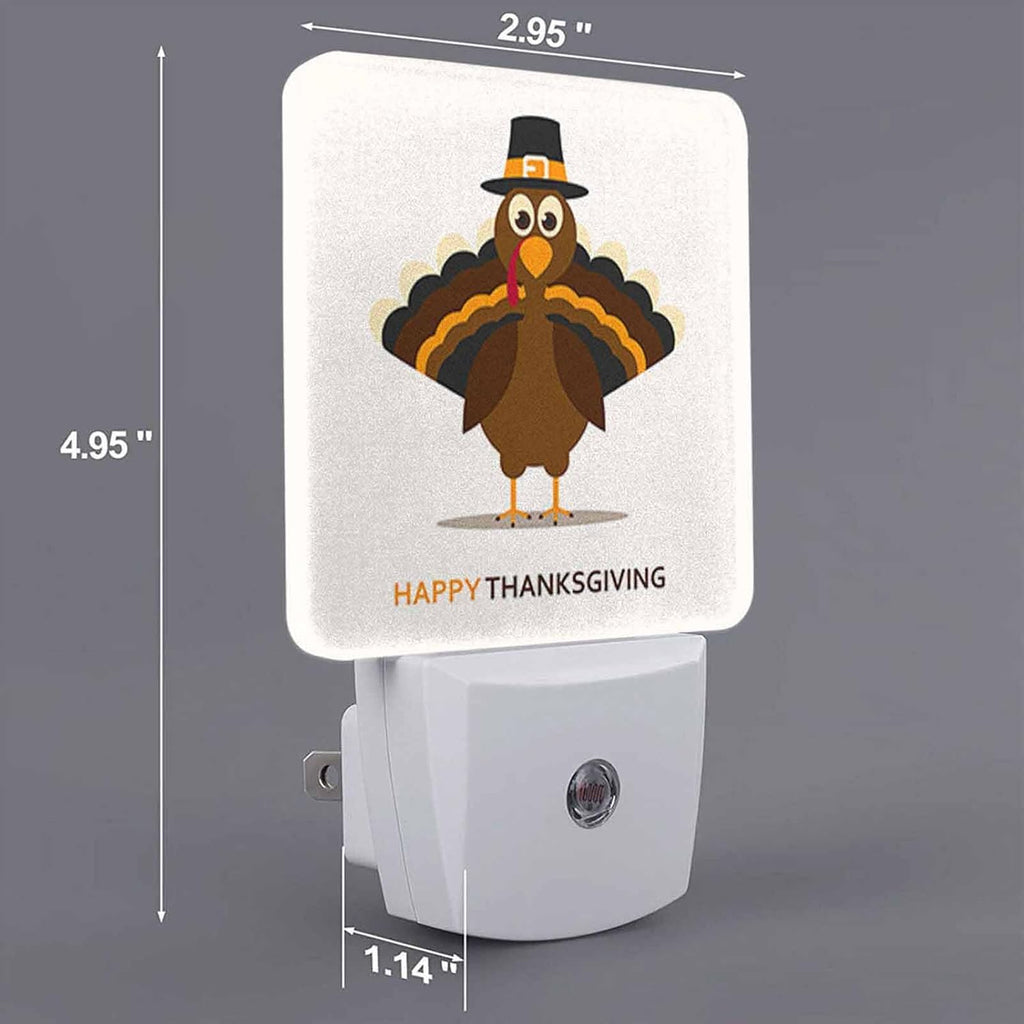 LED Night Light Plug into Wall with Dusk to Dawn Light Sensor White Energy Efficient Cartoon Thanksgiving Turkey Nightlight for Bedroom Bathroom Hallway Living Room Kitchen