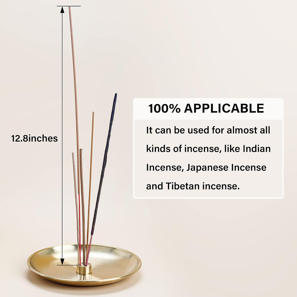 ZenBless 4 in 1 Incense Burner, Palo Santo Holder, Sage Holder, Incense Holder for Incense Sticks/Coil/Cones, 5.5 inches Brass Ash Catcher for Meditation Yoga Room