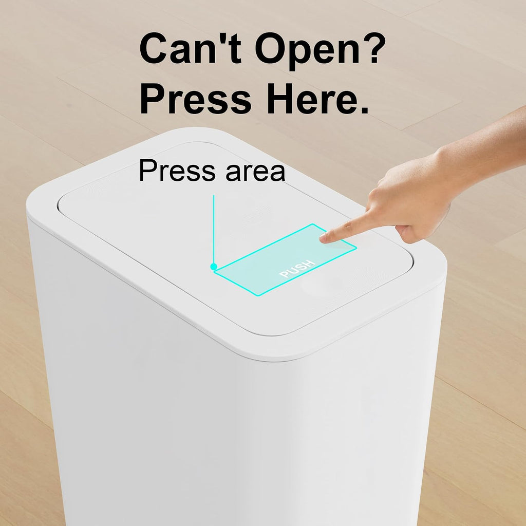 N. NETDOT 3 Pack 3 Gallon Small Trash Can with Lid, Bathroom Garbage Can with Pop-Up Lid, Waste Basket for Bathroom, Kitchen, Bedroom, Powder Room, Craft Room, Office, College (Off White)