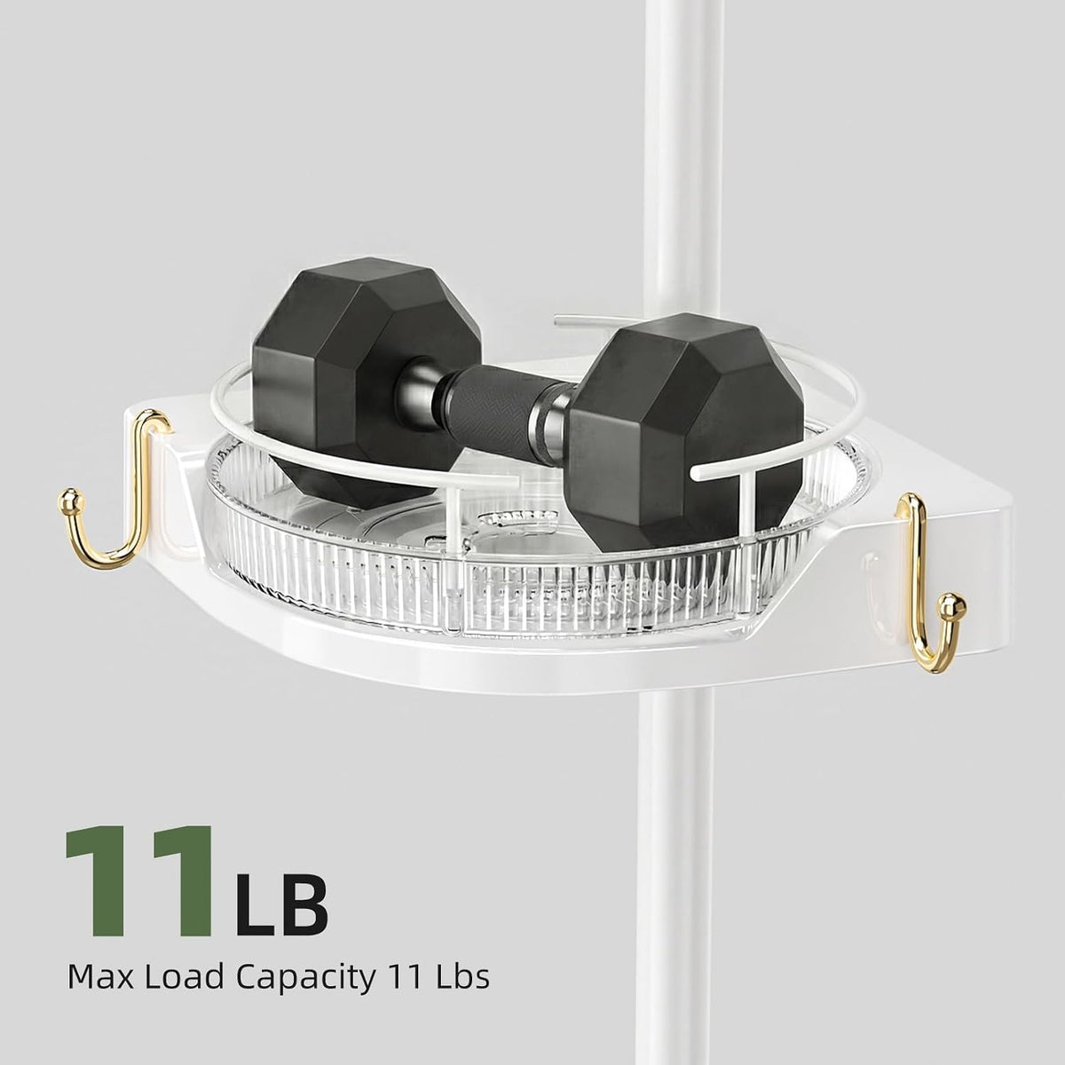 360°Rotating Corner Shower Caddy Organizer Tension Pole,White