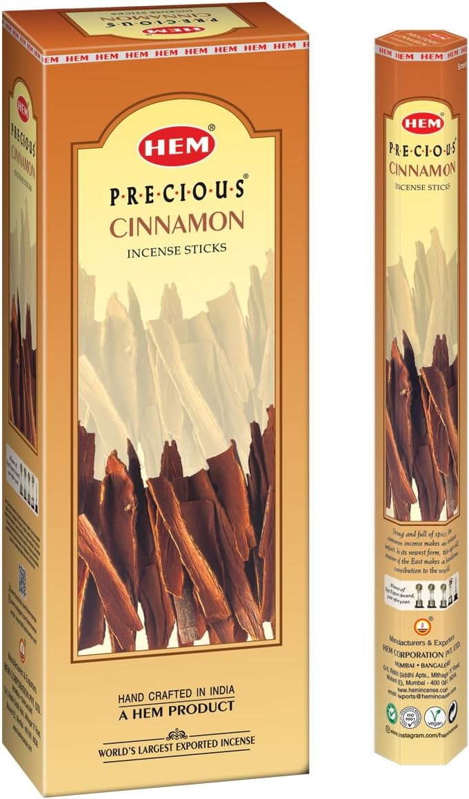 Hem Cinnamon Incense Sticks – Pack of 6 Hexa Boxes (120 Sticks Total) – Warm & Spicy Long-Lasting Aroma for Meditation, Relaxation & Home Fragrance