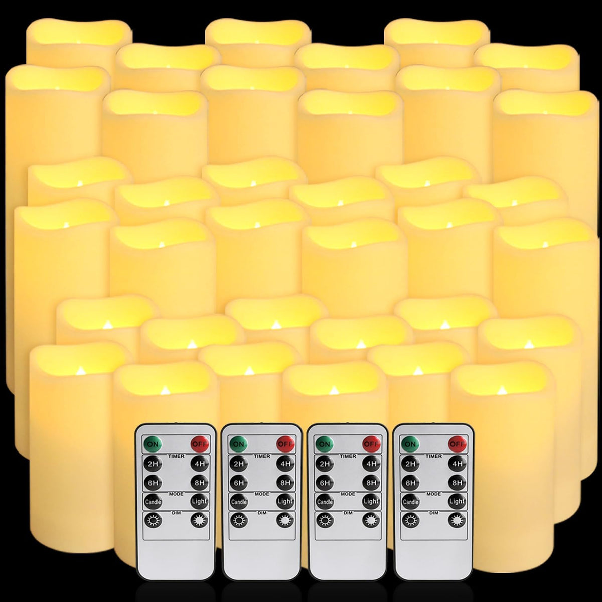 36-Pack Flickering Flameless Candles with Remote Control - LED Fake Candle Perfect for Wedding,Outdoor,Table,Halloween,Christmas Decor - Create a Magical Ambiance Effortlessly(Three Sizes)