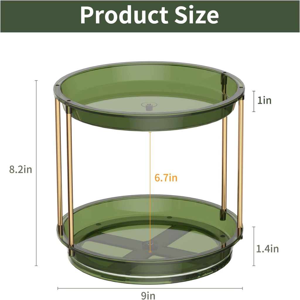 Rotating Makeup Organizer, Perfume Skincare Holder, 2 Tier 9 Inch, Green