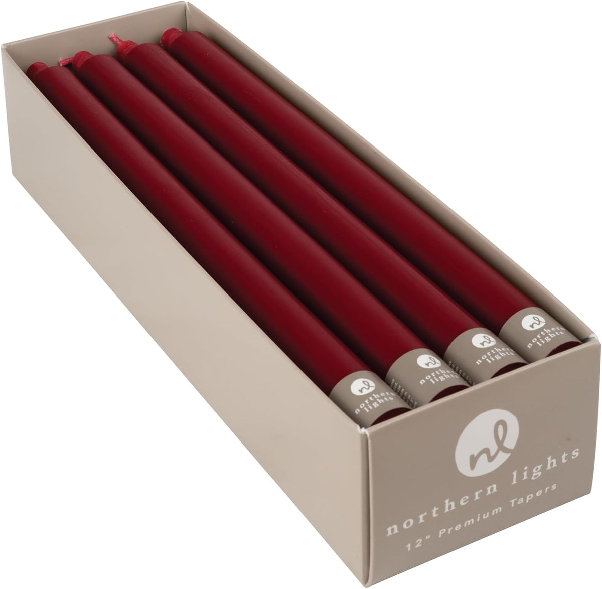 Northern Lights Candles - 12" 12pk Tapers - Crimson - 72795