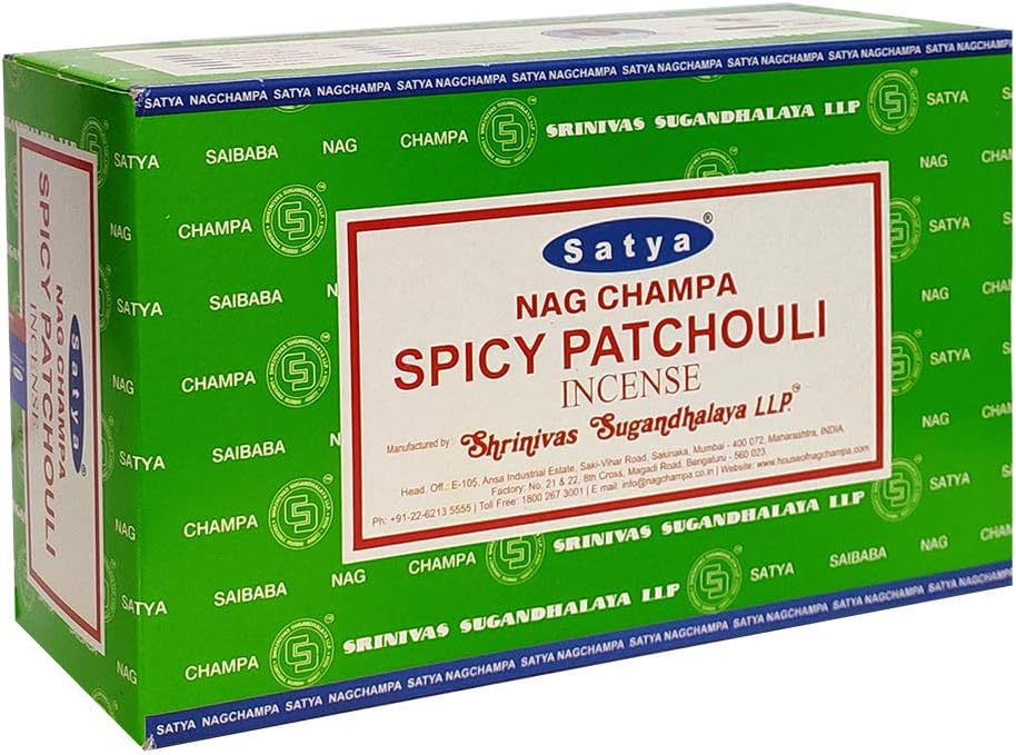 Satya Incense Sticks Economy Pack 12 Packs of 15 g Approx. 180 Sticks Spicy Patchouli