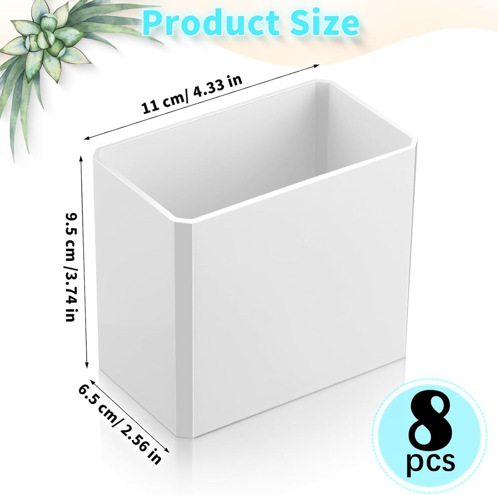 Suclain 8 Pcs Wall Mounted Organizer Floating Shelf Wall Bin, White