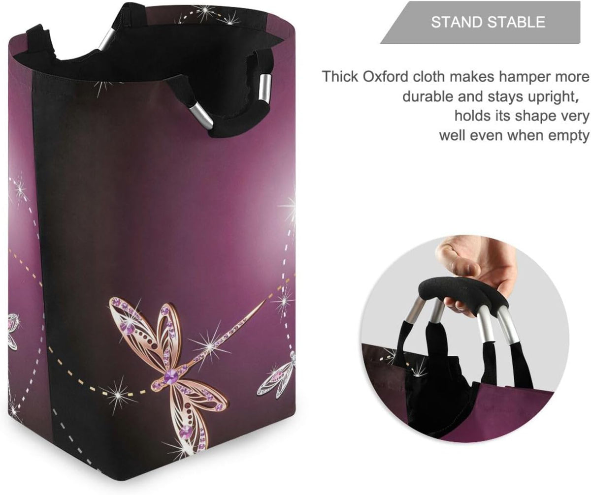 senya Dragonfly Laundry Basket Collapsible Laundry Hamper with Handle Foldable Laundry Bin