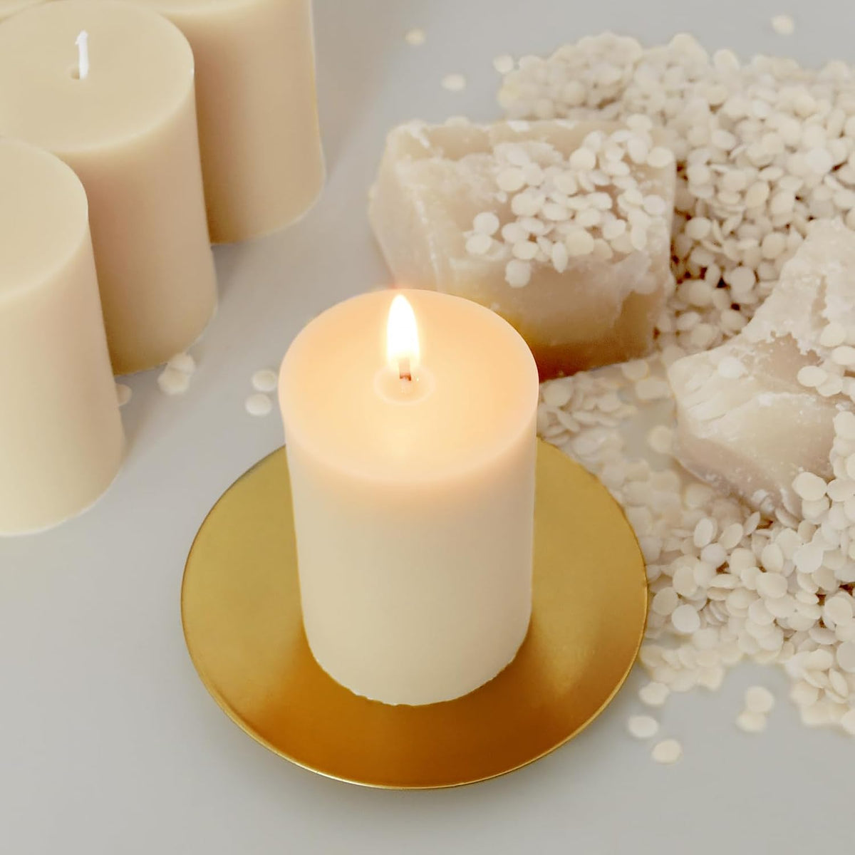 DEYBBY Ivory Beeswax Pillar Candles, 2x3 Inch, 6 Pack, 30‑Hr Per Candle