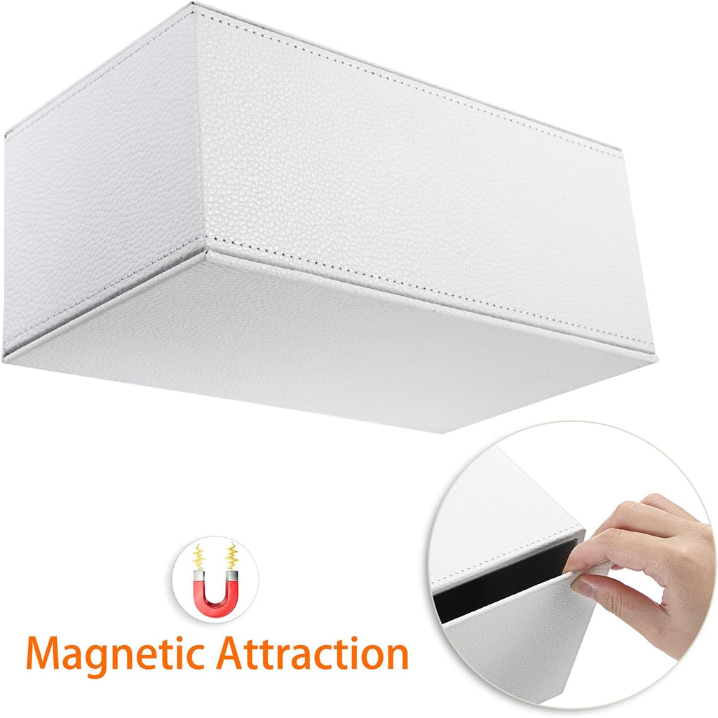 Sumnacon Tissue Box Cover Rectangle,Magnetic Bottom Tissue Box Holder,White