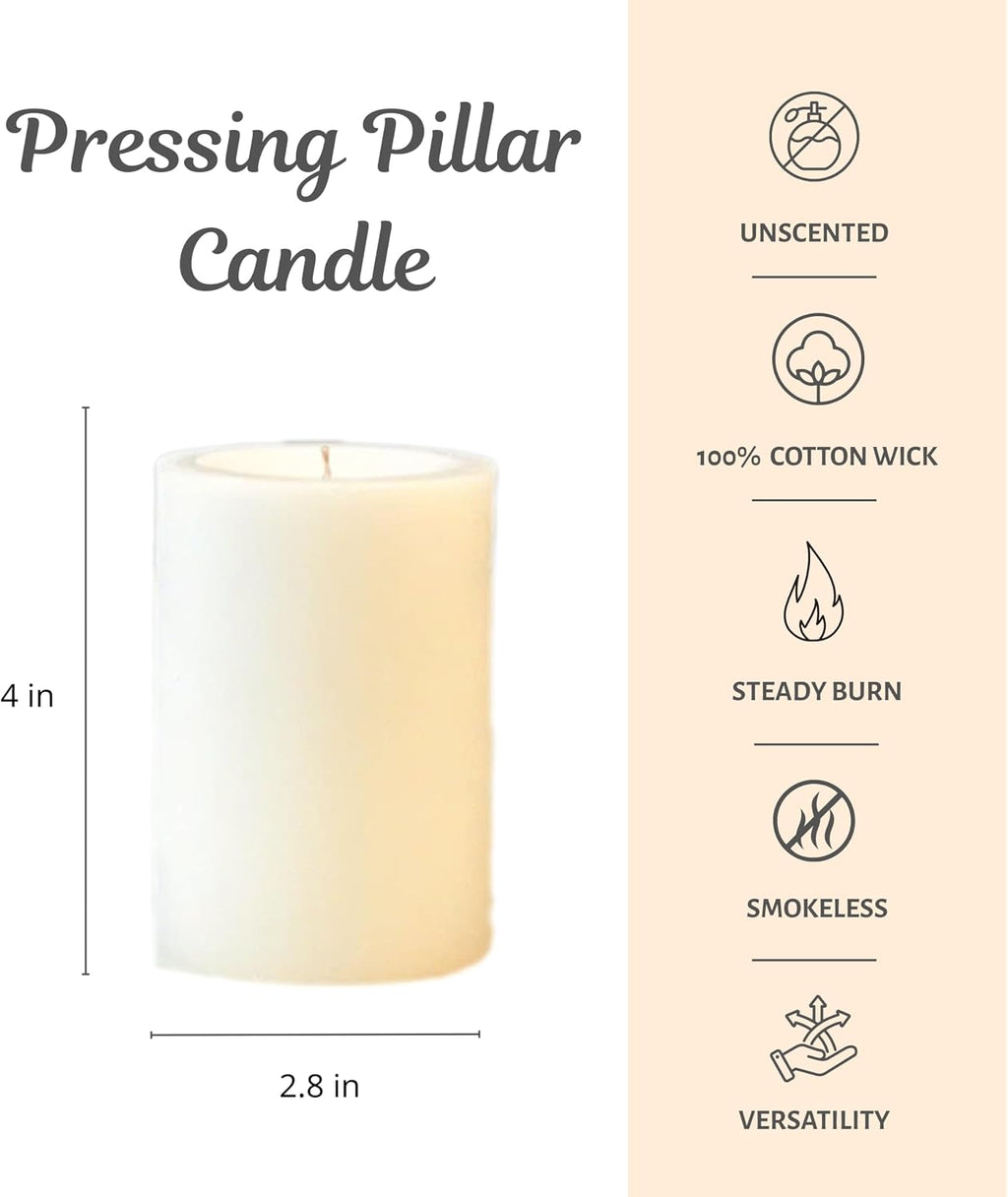 Pillar Candles 2.8x4 Inch 3 Pack White – CW Studio Unscented 45-Hour Long Burn, Smokeless Dripless Premium Wax with Cotton Wick – for Weddings, Events, Home & Rustic Decor