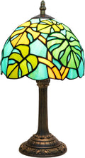 Tiffany Lamp Monstera Deliciosa Stained Glass Table Lamp Handmade Green Monstera Swiss Cheese Plant Bedside Desk Light Unique Cute Accent Nightstand Light for Home Office Dormitory Bar Decorate