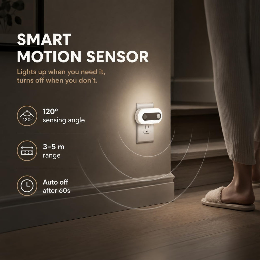 Plug In Night Light with Motion Sensor and Dusk to Dawn