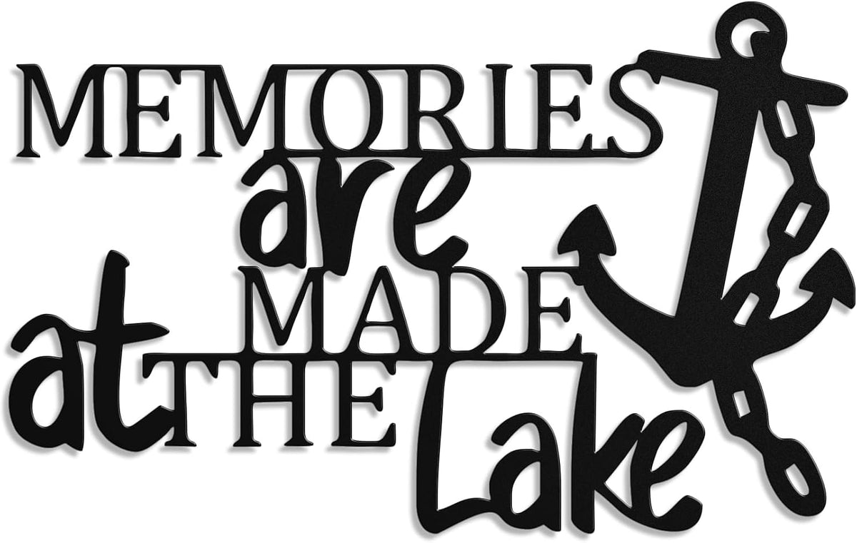 Hnatzu Memories Are Made at The Lake Metal Wall Art, Rustic Waterfront Cabin Decor for Indoor Outdoor Use,Lake Life Cottage Porch Decor,Unique Gift