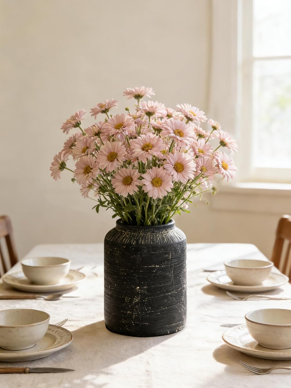 Rustic Vases for Home Decor. Ceramic Vase for Dining Table Decor. Terracotta Decorative Vase 8IN.