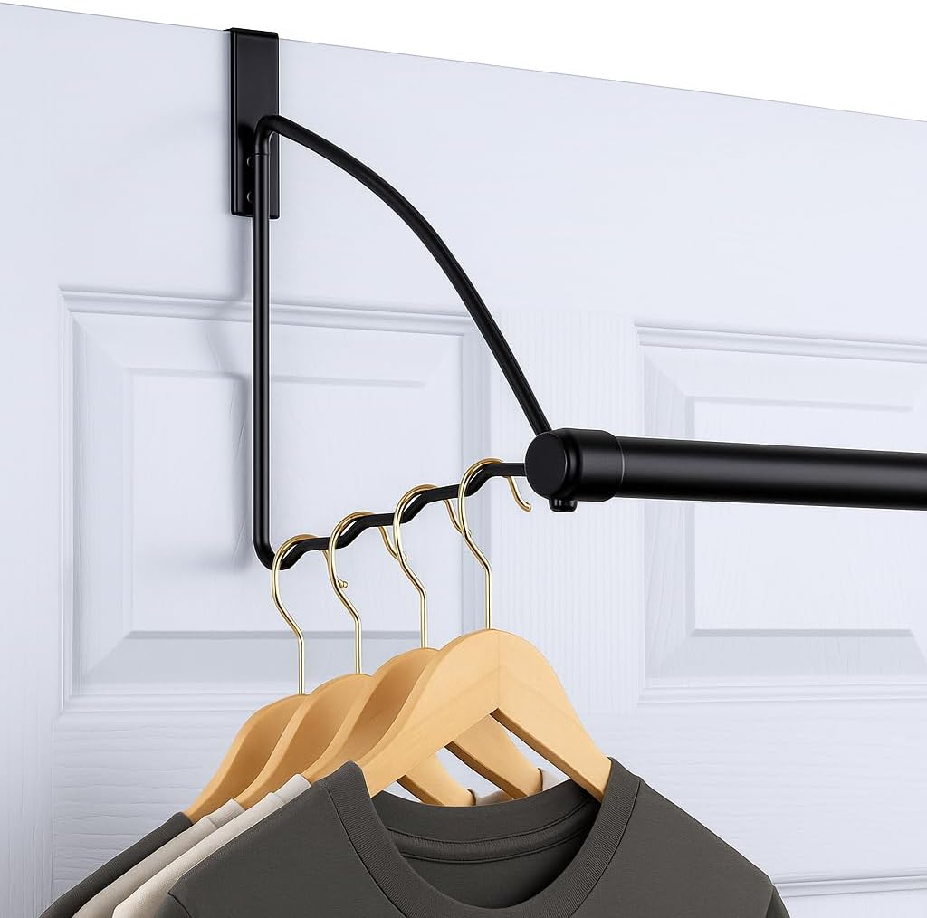 HOLDN’ STORAGE Over The Door Hanger for Clothes, Black