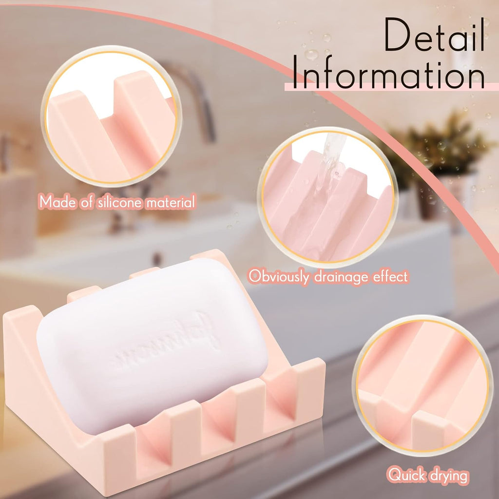 Cunhill 2 Pieces Soap Dish, Silicone, Light Pink